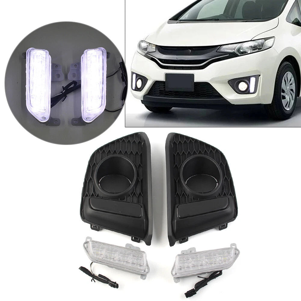 LED Daytime Running Lights Fog Lamp Assembly for Honda Fit Jazz (2014-2017)