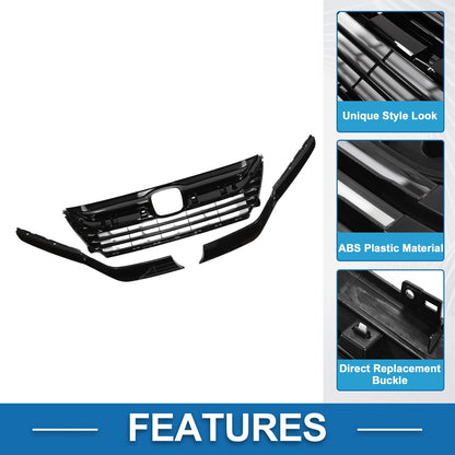 Front Upper Hood Bumper Grille for Honda Odyssey (2018-2021) Black