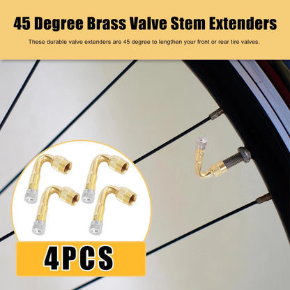 4 x Tyre Valve Stem Extension Gold Tone for Car Motorcycle