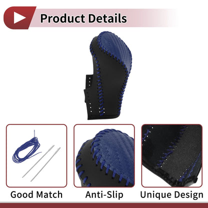 Gear Shift Knob Cover for Infiniti EX35 (2008-2012) Faux Leather Black Blue