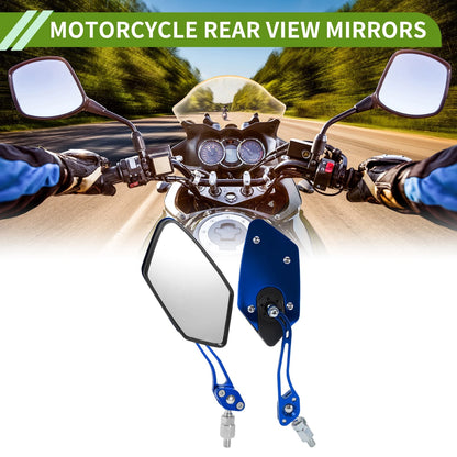 M8/M10 Rear View Mirror Polygonal Shape Blue Aluminum Alloy Plastic for M8/M10