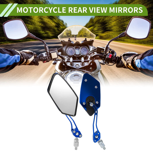 M8/M10 Rear View Mirror Polygonal Shape Blue Aluminum Alloy Plastic for M8/M10