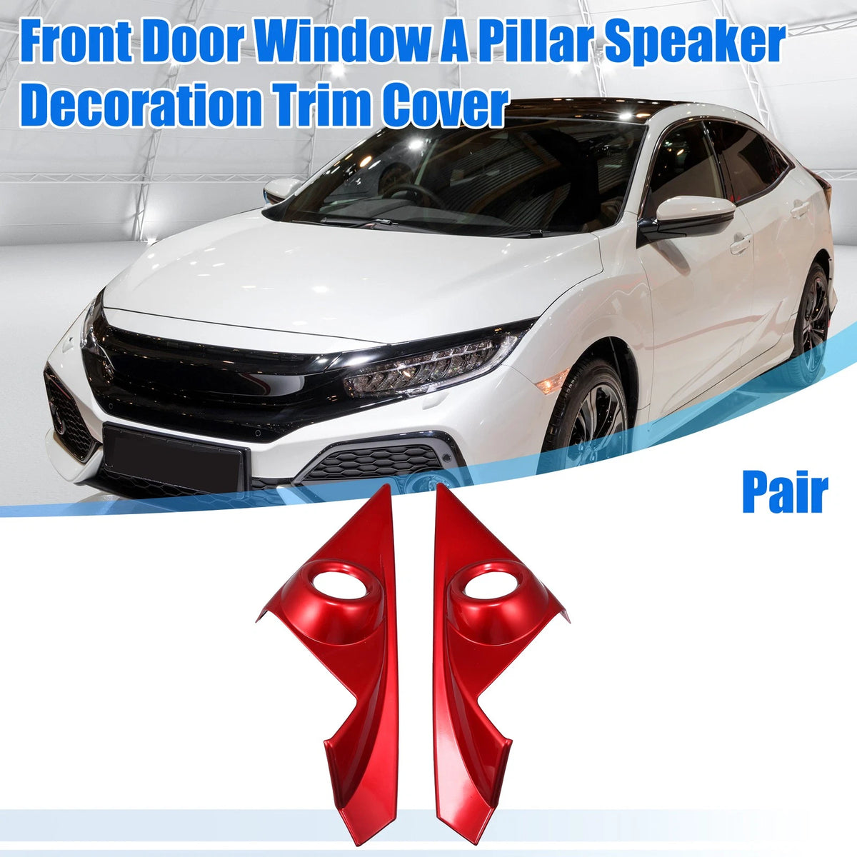 Red Front Door A Pillar Speaker Trim Cover for Honda Civic 2016-2021