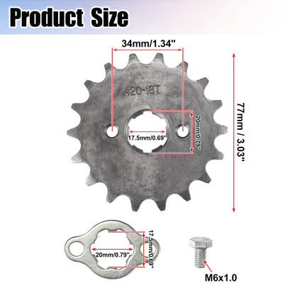 Set 420 18T 20mm Motorcycle Front Engine Sprocket for Dirt Bike Mini Bike