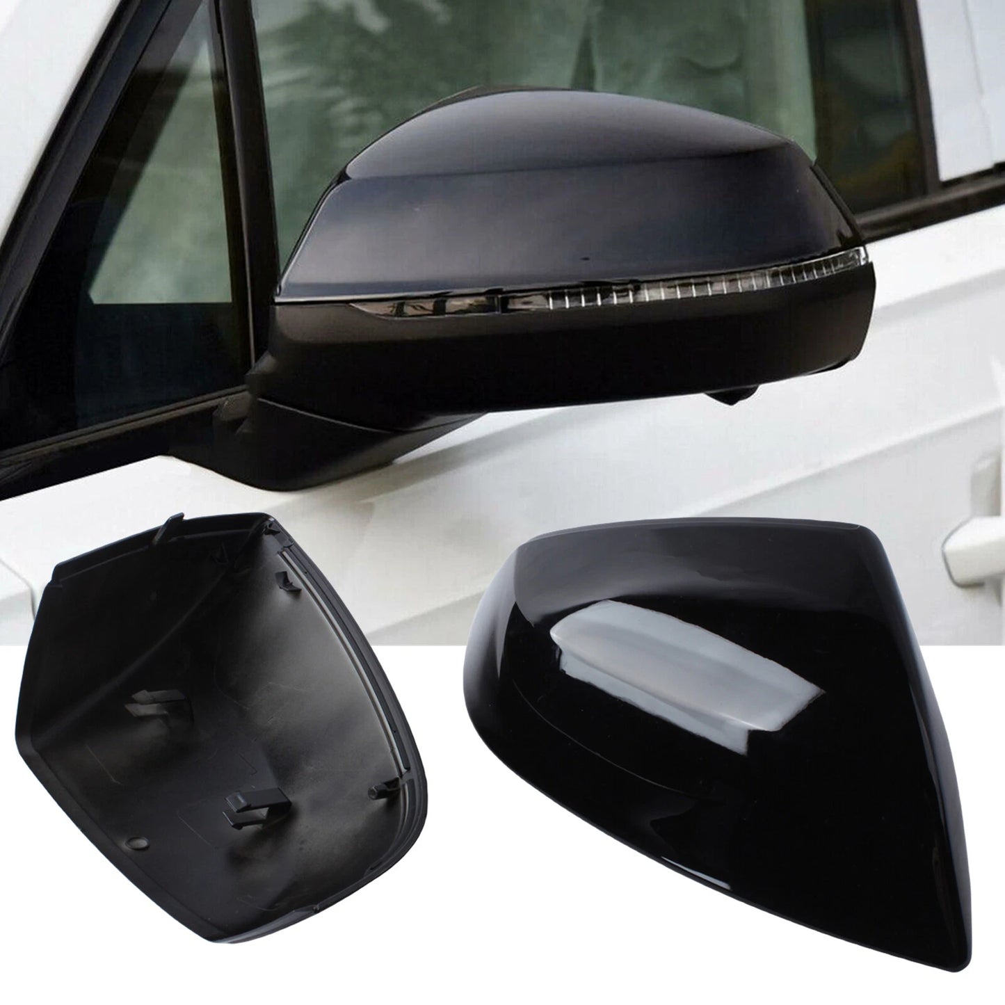 Gloss Black Rear Mirror Covers for Audi Q5L (2018-2024), Q7 (2016-2024)