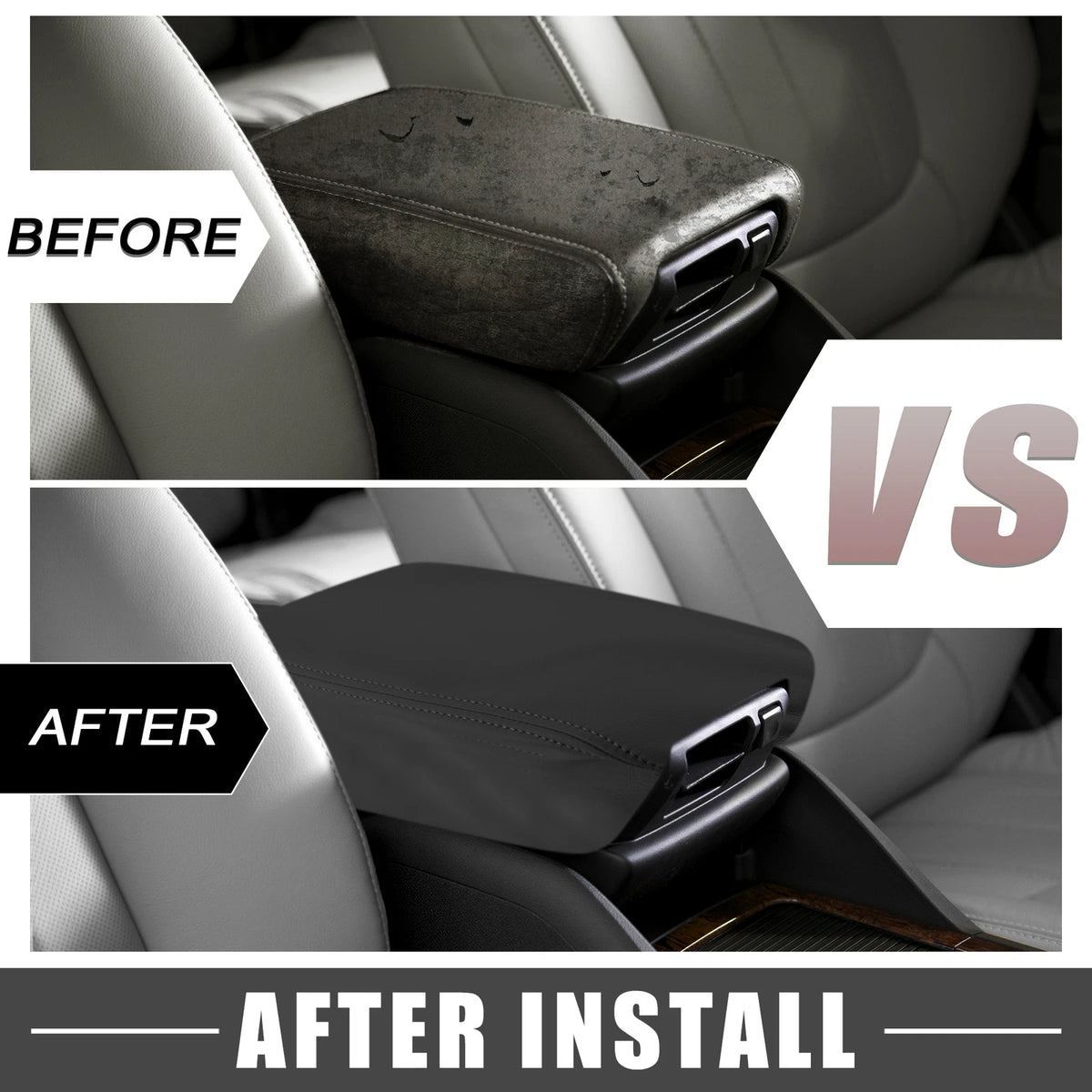Car Center Console Pad Armrest Cover for Ford F150 (2015-2020) Black