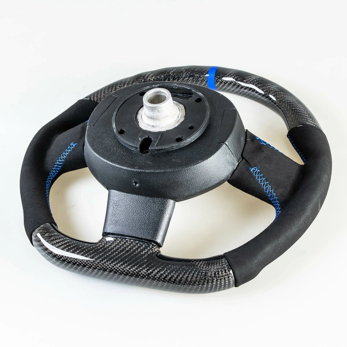 Flat Bottom Carbon Suede Blue Steering Wheel for Mini R55 R56 R57 R58 R60 R61 (2006-2019)