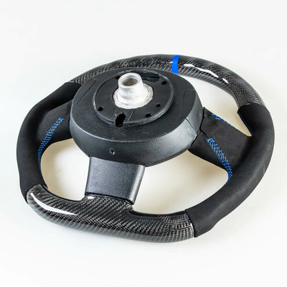 Flat Bottom Carbon Suede Blue Steering Wheel for Mini R55 R56 R57 R58 R60 R61 (2006-2019)