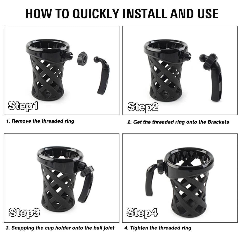 Universal Handlebar Cup Holder with Mesh Basket for Harley