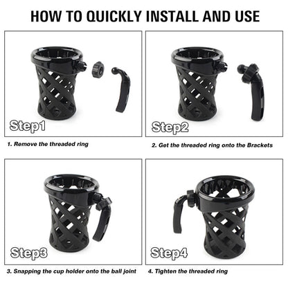 Universal Handlebar Cup Holder with Mesh Basket for Harley