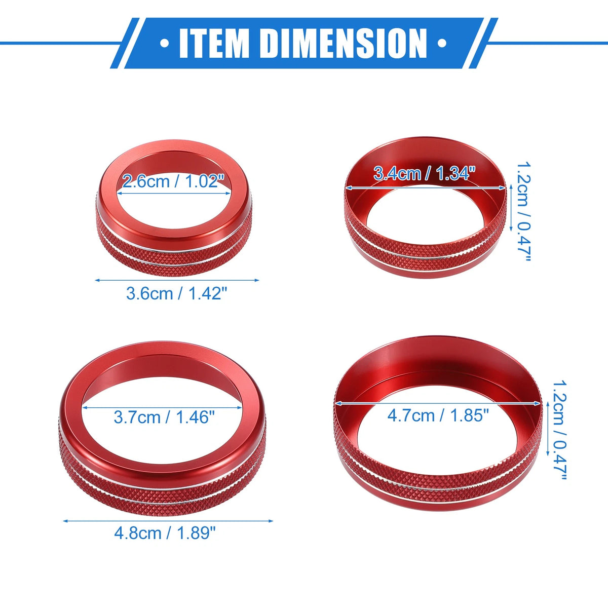4 Pcs AC Audio Volume Tune Switch Knob Ring Covers for Ford F150 (2021-2023)