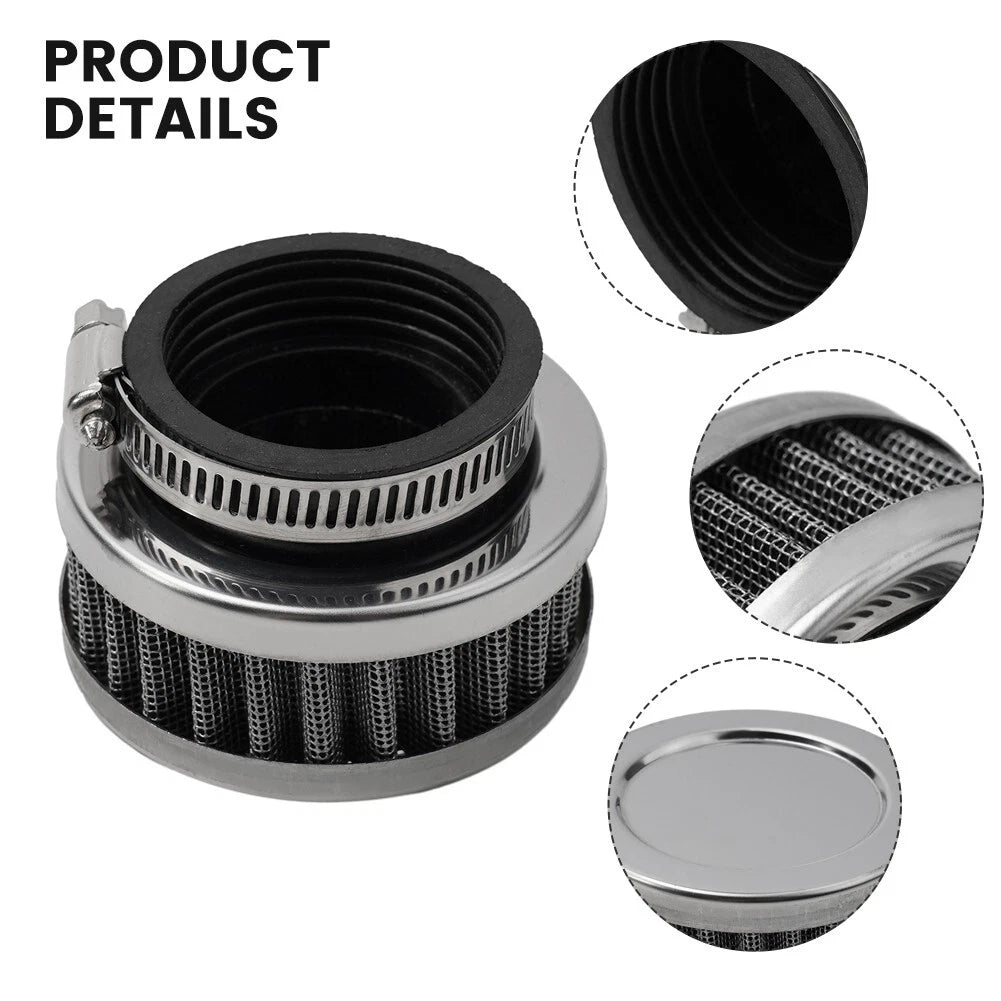 Air Filter Cleaner / 45MM Round Tapered Rubber Silver for Motorcycle