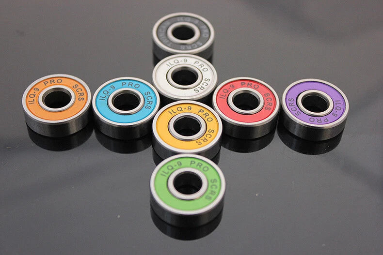 8Pcs ILQ-9 Inline Roller Skate Stainless Skateboard Bearings Speed Spacer Green
