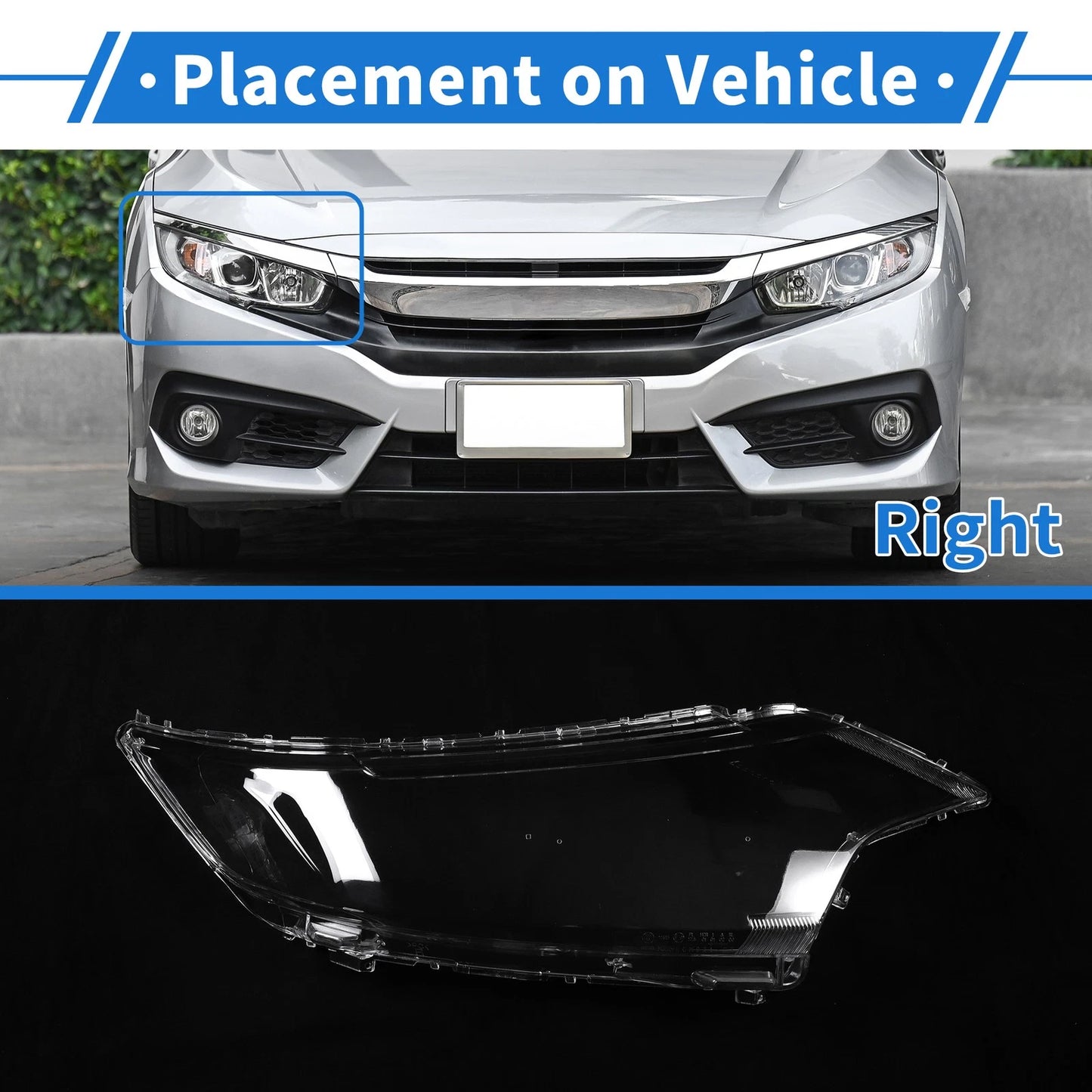 Front Right Headlight Lens Cover for Mitsubishi Outlander (2016-2021)