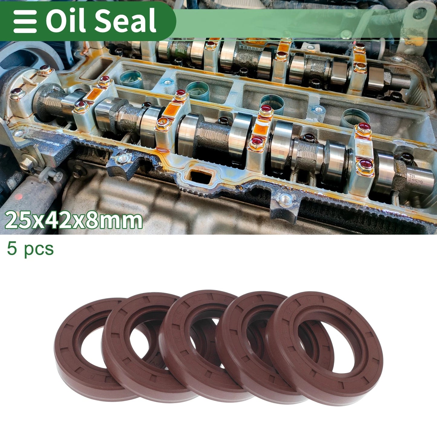 Oil Seal 25x42x8mm 5 Pcs Seal Ring Rotary Shaft Seal FKM Rubber