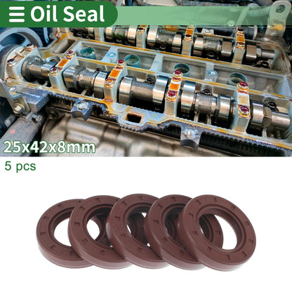 Oil Seal 25x42x8mm 5 Pcs Seal Ring Rotary Shaft Seal FKM Rubber