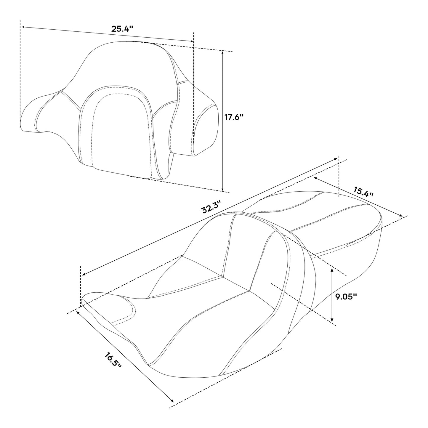 Black Gel Seat Backrest Pad for Harley Electra Glide (2014-2023)