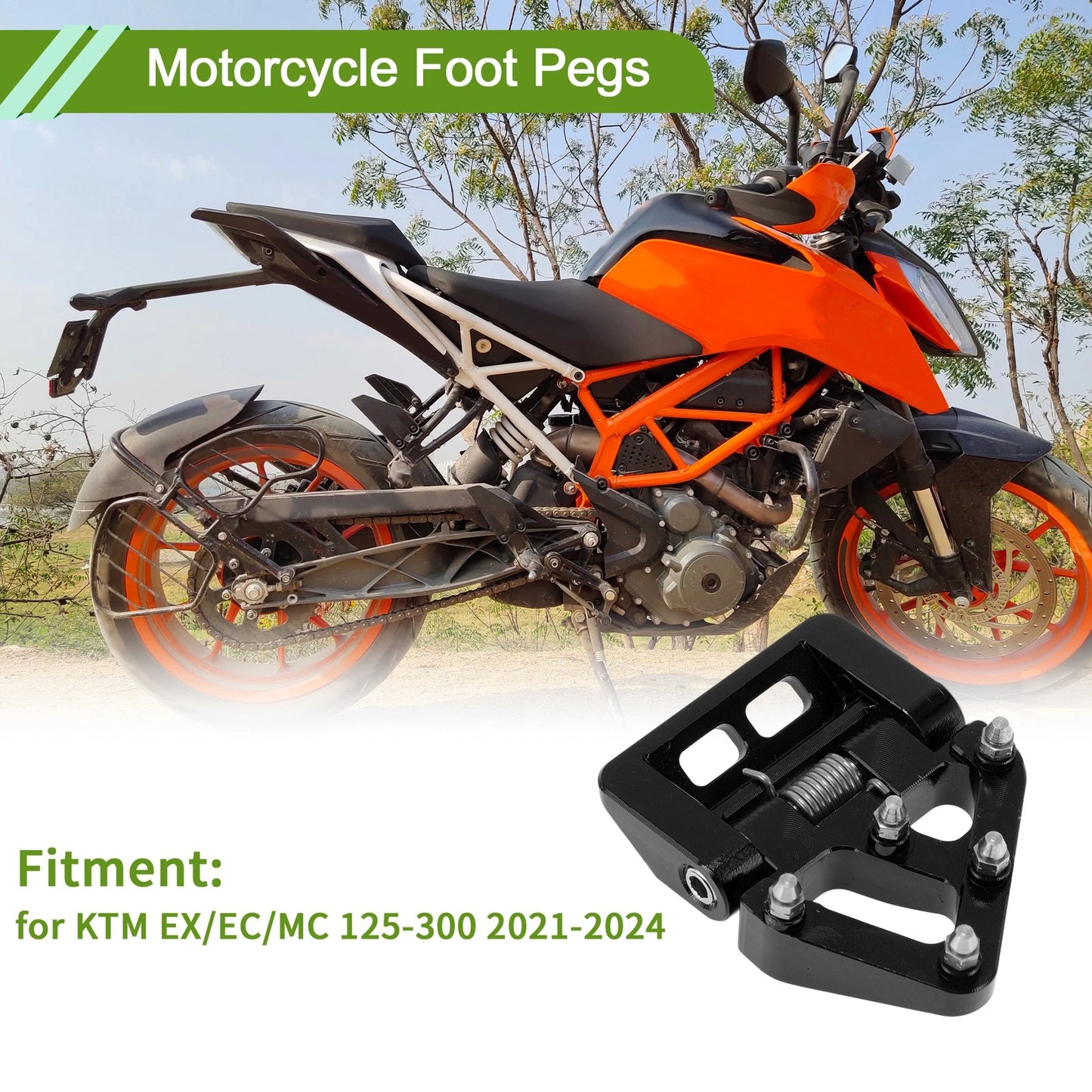 1Pc Foot Pegs for KTM EX/EC/MC 125-300 Aluminum Alloy Black (2021–2024)