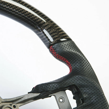 Steering Wheel Red Stripe Carbon Leather for Ford Mustang (2015-2023)