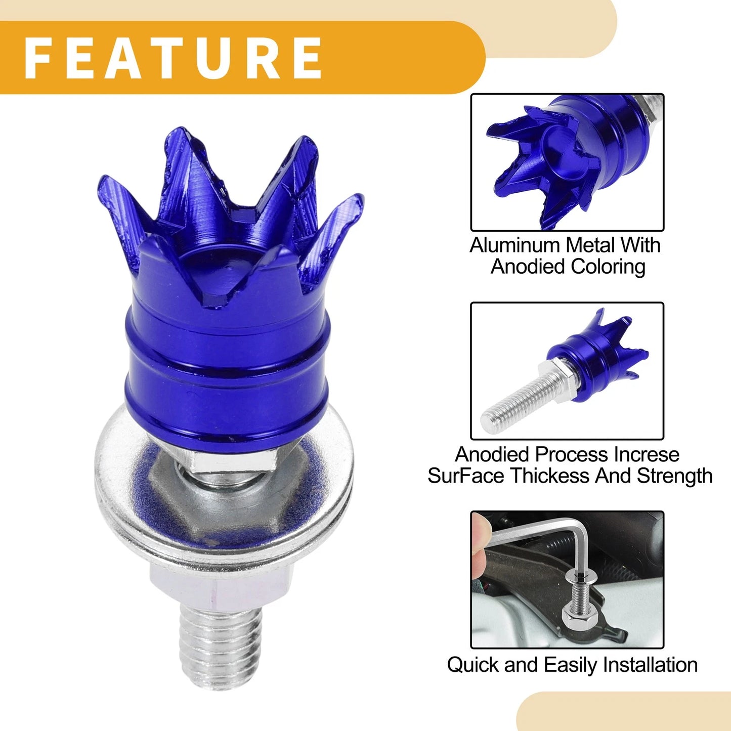 M6 40mm License Plate Screws Cover Al Alloy Blue 4Pcs for Universal Motorcycle