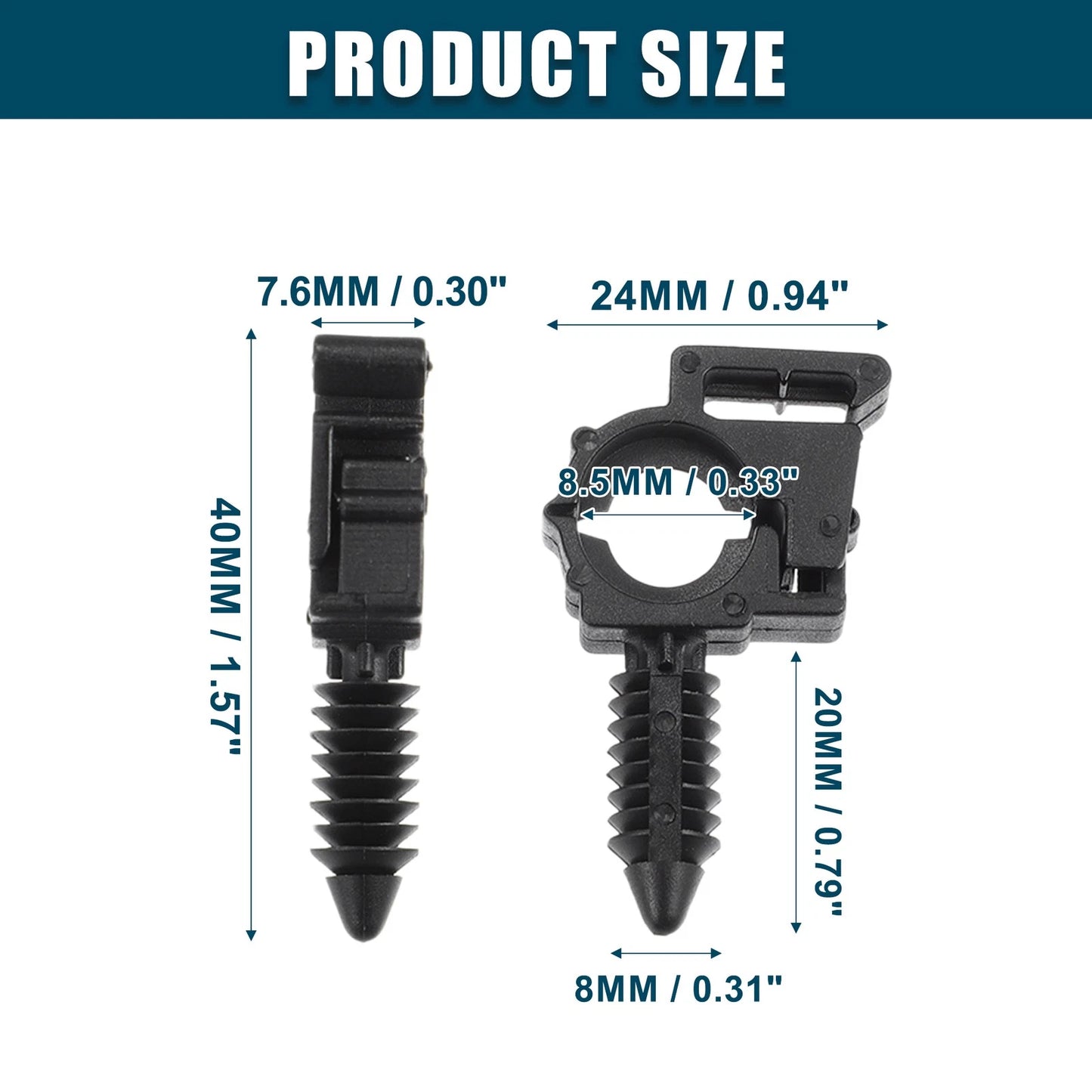 20 x Fuel Line Retaining Clip Wire Routing Clips for GMC Black