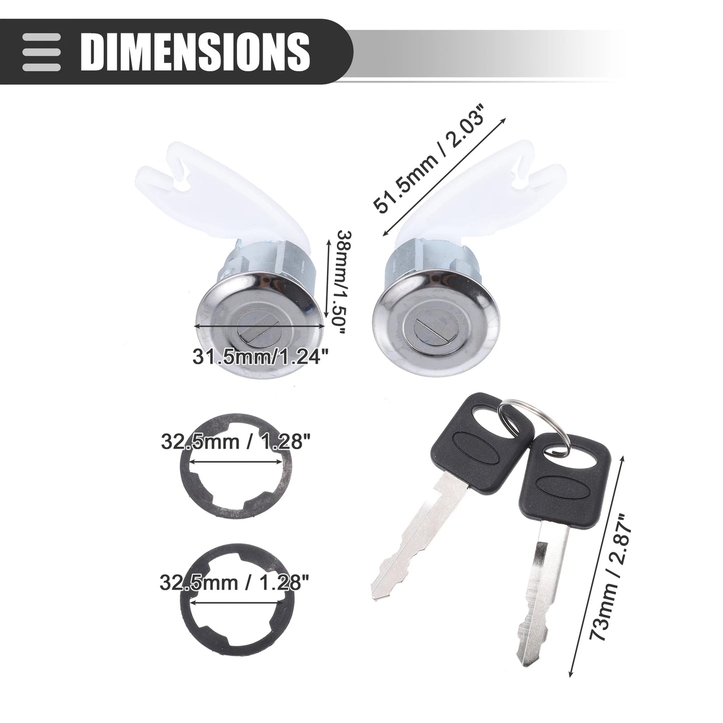 Car Door Lock Cylinders Kit with 2 Keys for Ford Explorer (1992-1995)