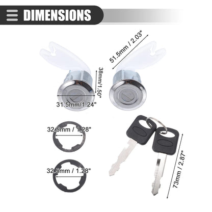 Car Door Lock Cylinders Kit with 2 Keys for Ford Explorer (1992-1995)