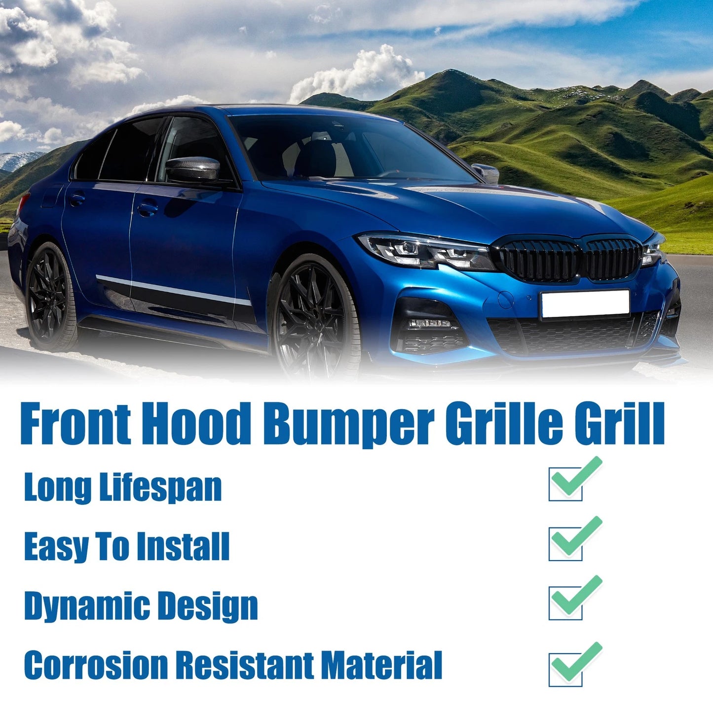 Hood Bumper Grille for BMW X5 G05 Gloss Black (2020-2023)