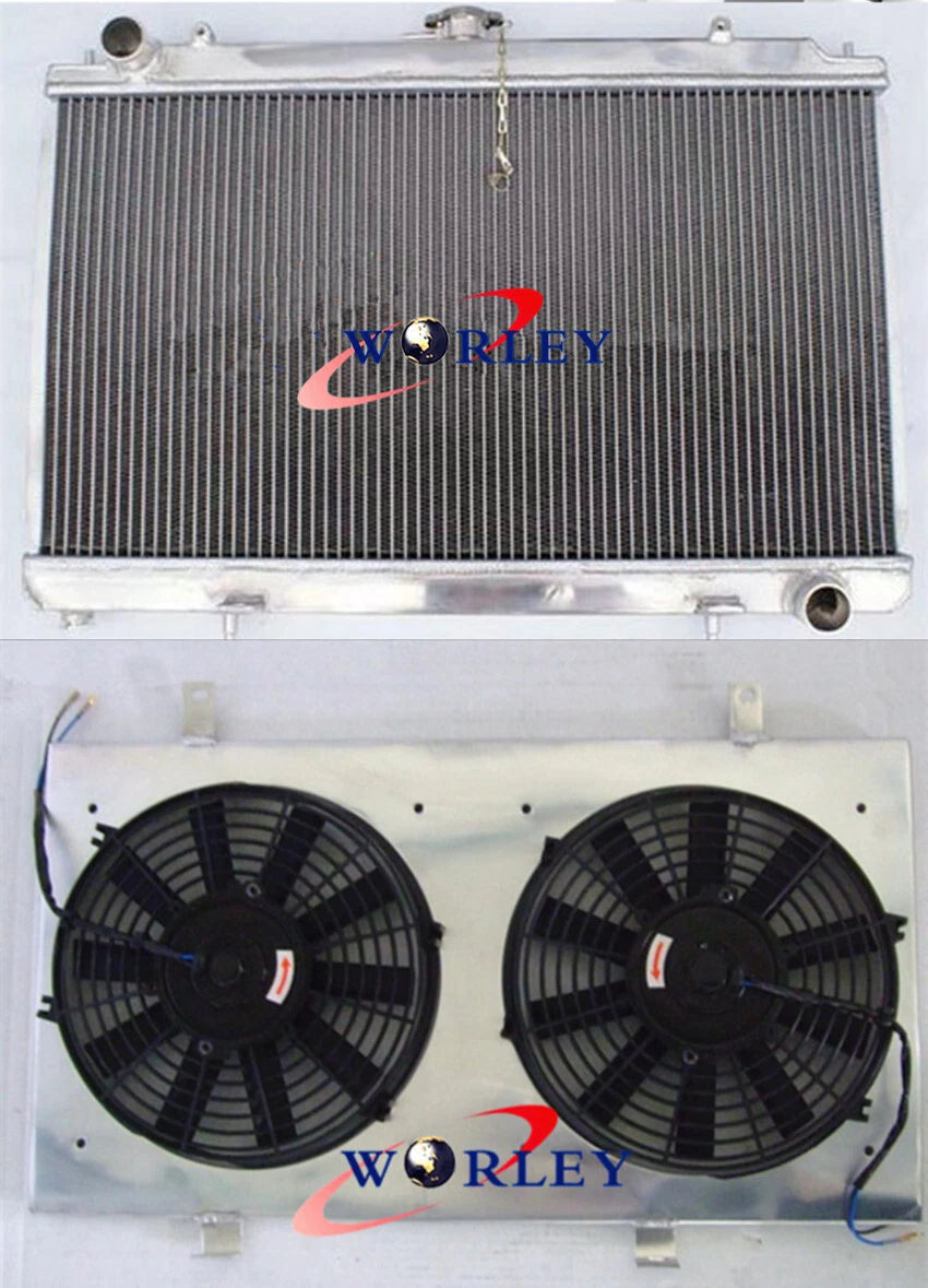 Aluminum Radiator & Shroud + 2 Fans for Nissan Silvia S14 S15 (1995-2002)