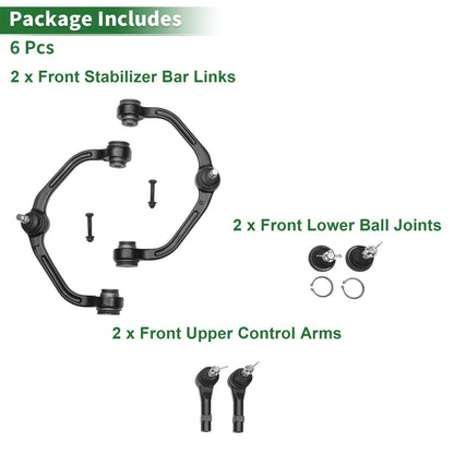 6 Pcs Front Upper Control Arms for Ford Ranger (1998-2011) 2WD
