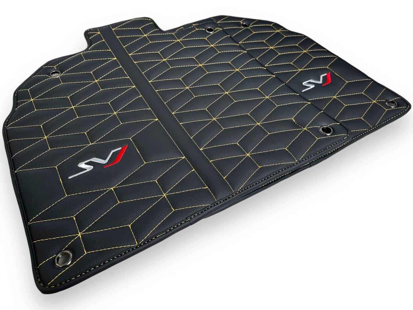 Black Leather Floor Mats for Lamborghini Aventador SVJ (2019-2023)