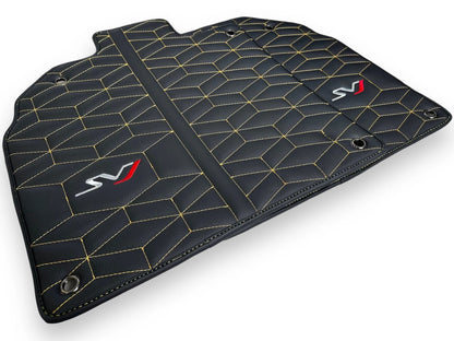 Black Leather Floor Mats for Lamborghini Aventador SVJ (2019-2023)
