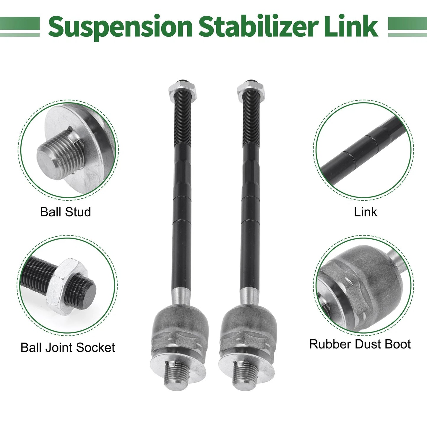 6 x Front Suspension Kit Tie Rod Ends & Sway Bar Link for Ford Explorer (2002-2010)