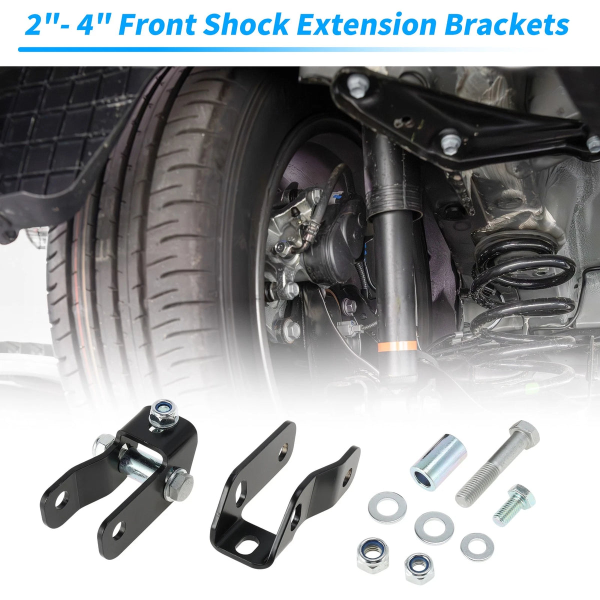 2-4in Front Shock Extenders for Chevrolet & GMC K1500 K2500 4WD (1988-1998)