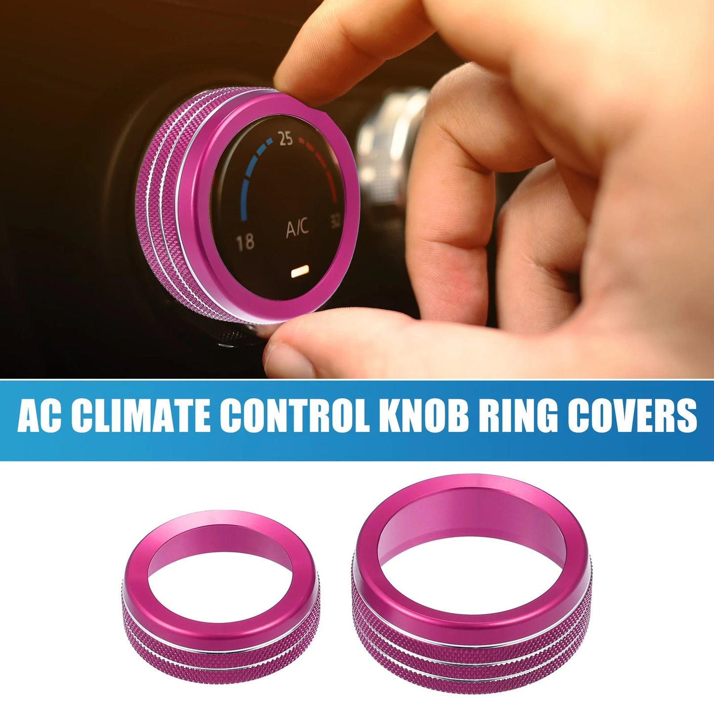 AC Radio Switch Knob Cover Decals for Dodge Durango 2014-2020 - Set of 3 Pink