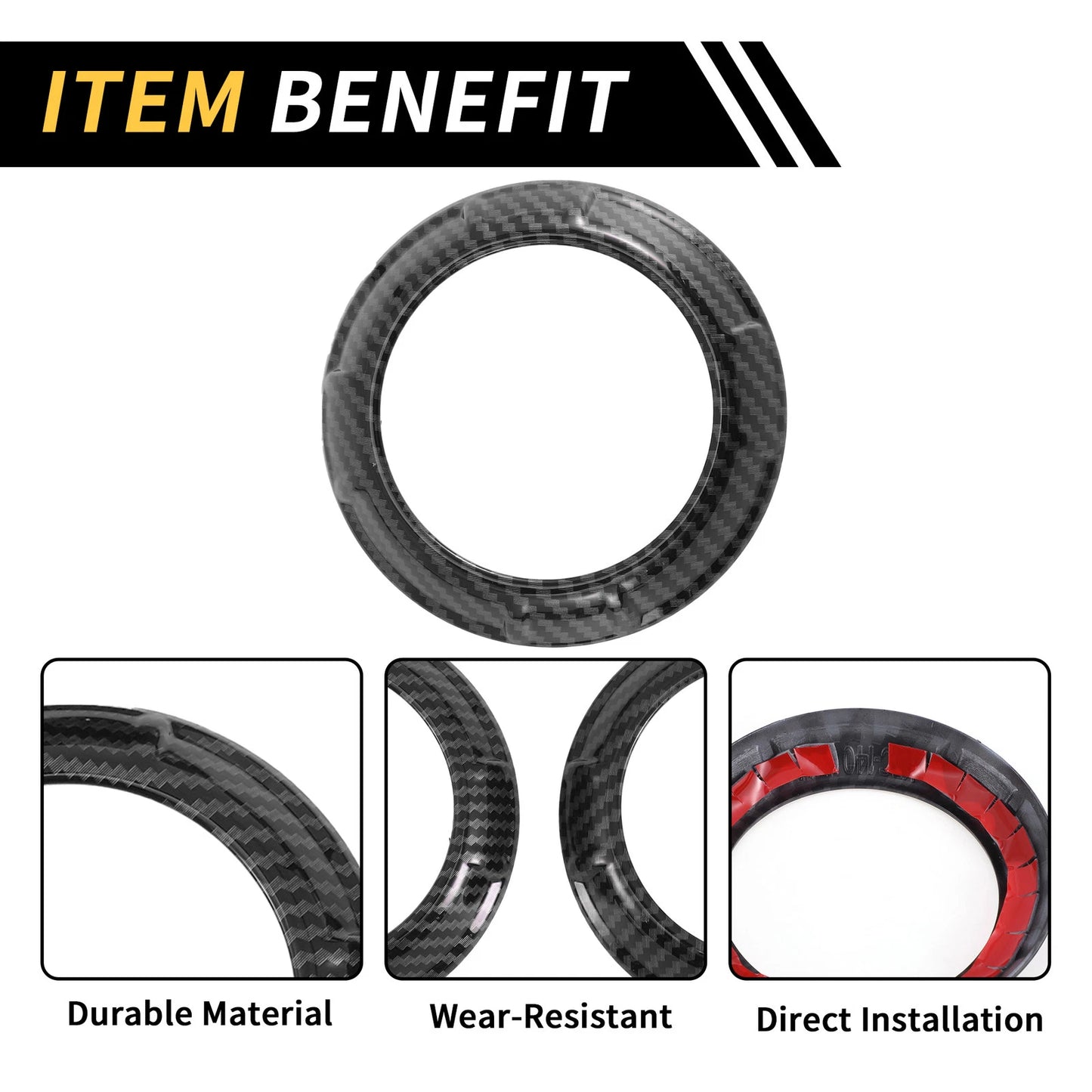 AC Vent Dashboard Decoration Rings for Jeep Wrangler JK JKU (2011-2017) Black