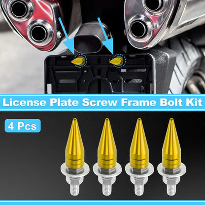 License Plate Screws Cover 5.4cm Gold Tone 4pcs for Universal Motorcycle