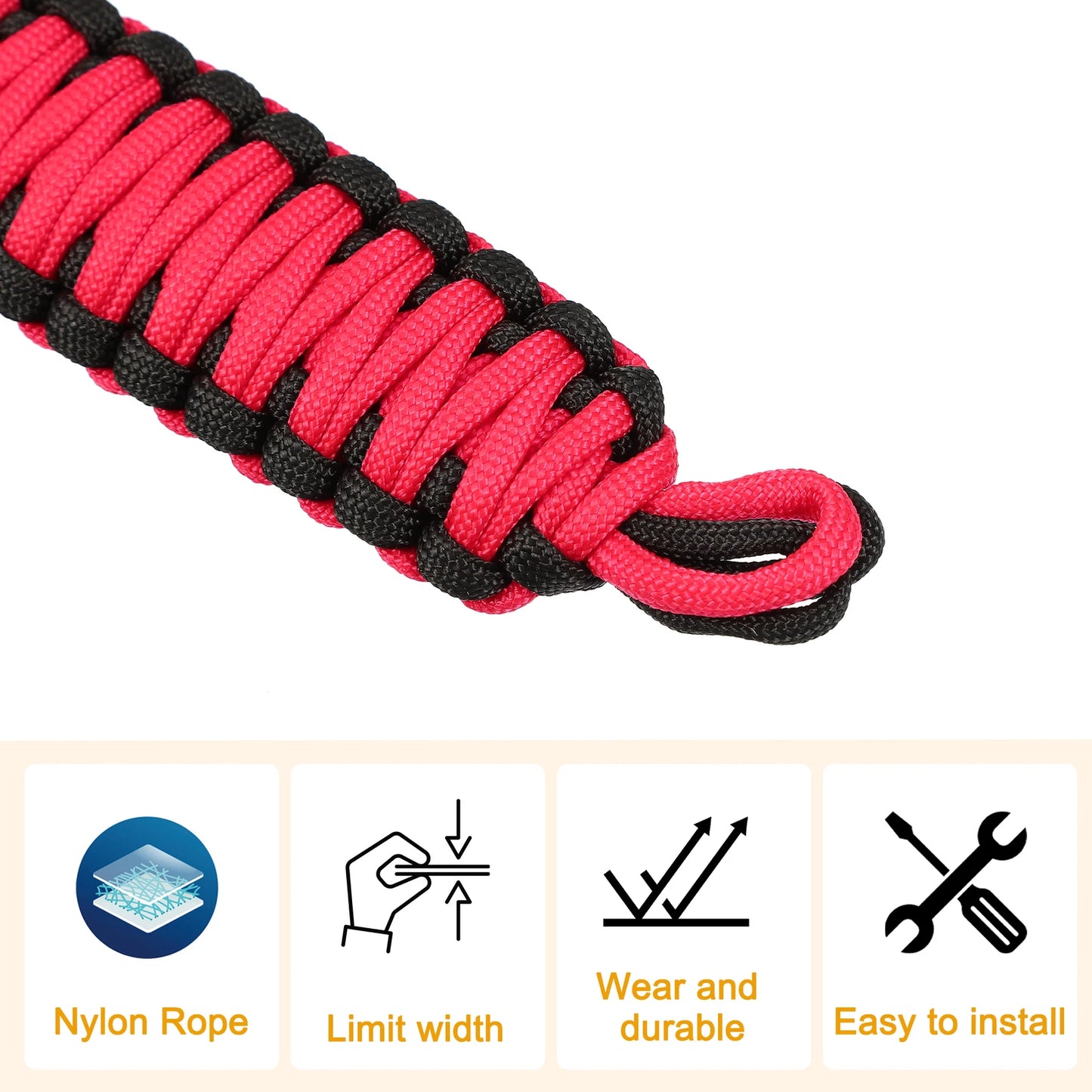Car Door Limiting Straps Set for Jeep Wrangler JK JL (2018-2023) Black Red