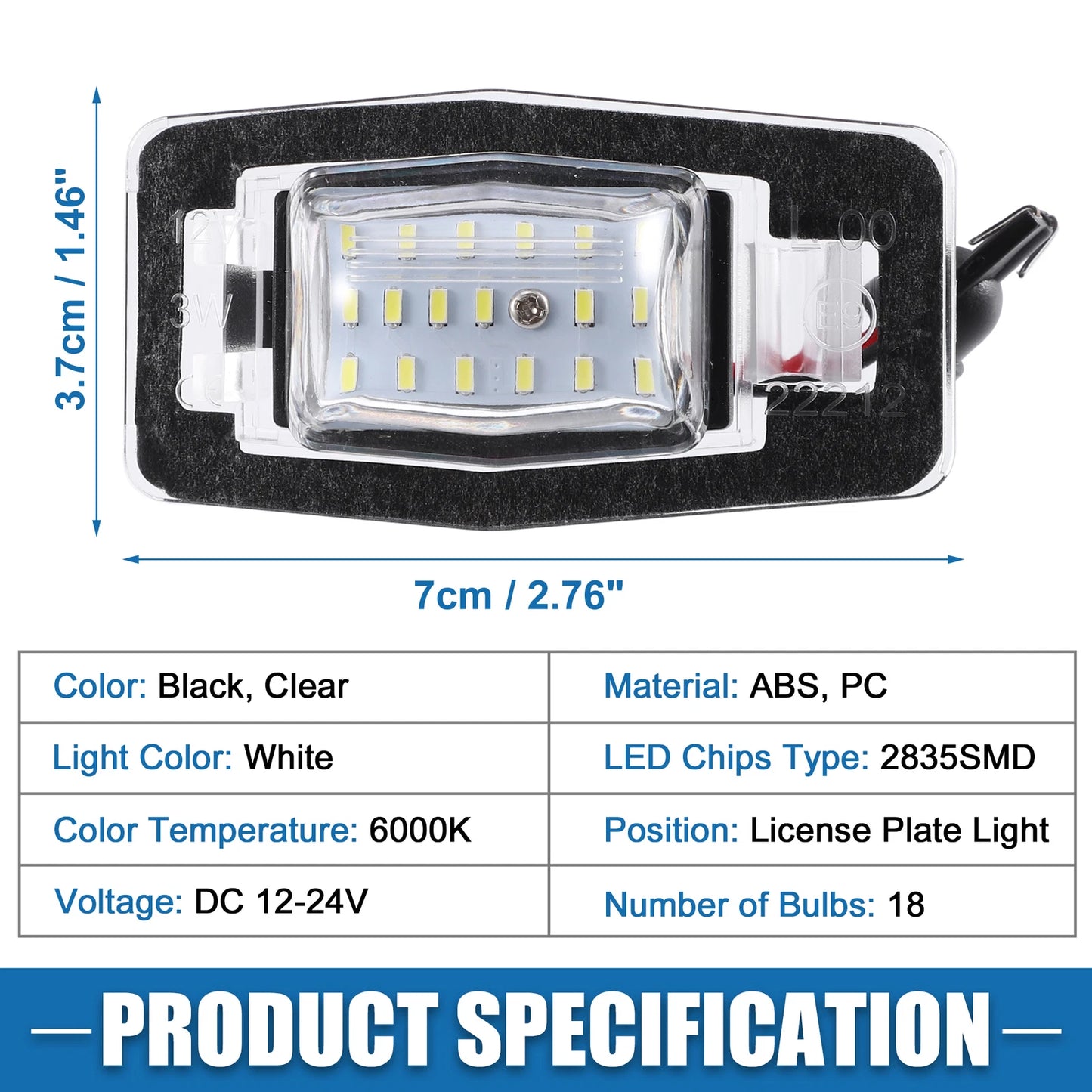 White LED License Plate Light Assembly  for Mazda