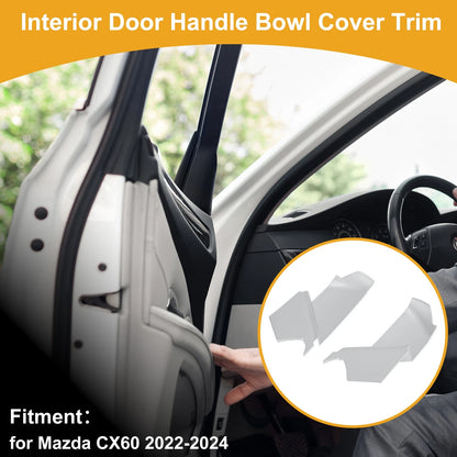 Interior Door Handle Bowl Cover Trim for Mazda CX60 (2022-2024) Silver
