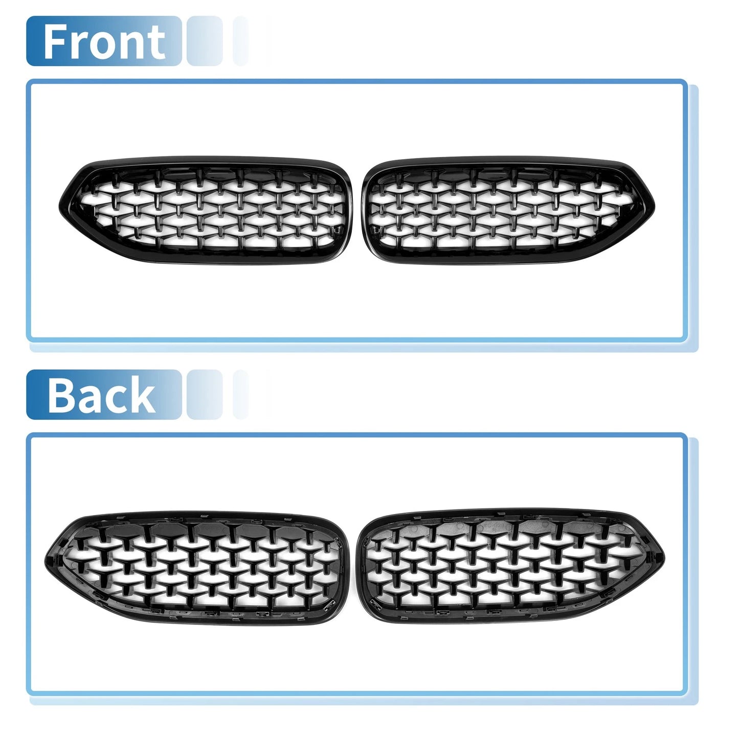 Front Upper Bumper Grille for BMW Z4 G29 2018-2024 Gloss Black (2 x)