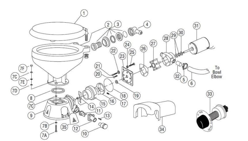 Jabsco Toilet Service Kit for Standard Toilet (37010)