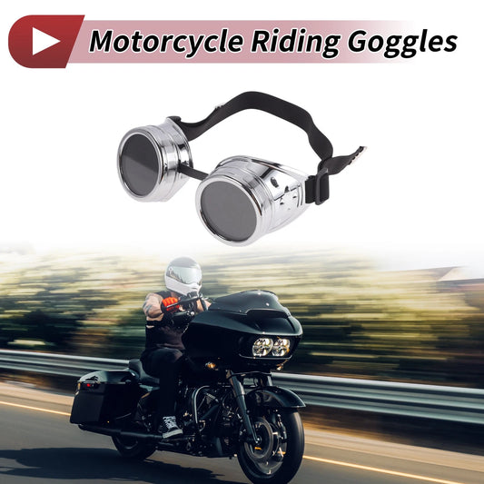 1 Pc / Motorcycle Riding Goggles Black Lens Silver Frame Glass ABS / for Motorcycle