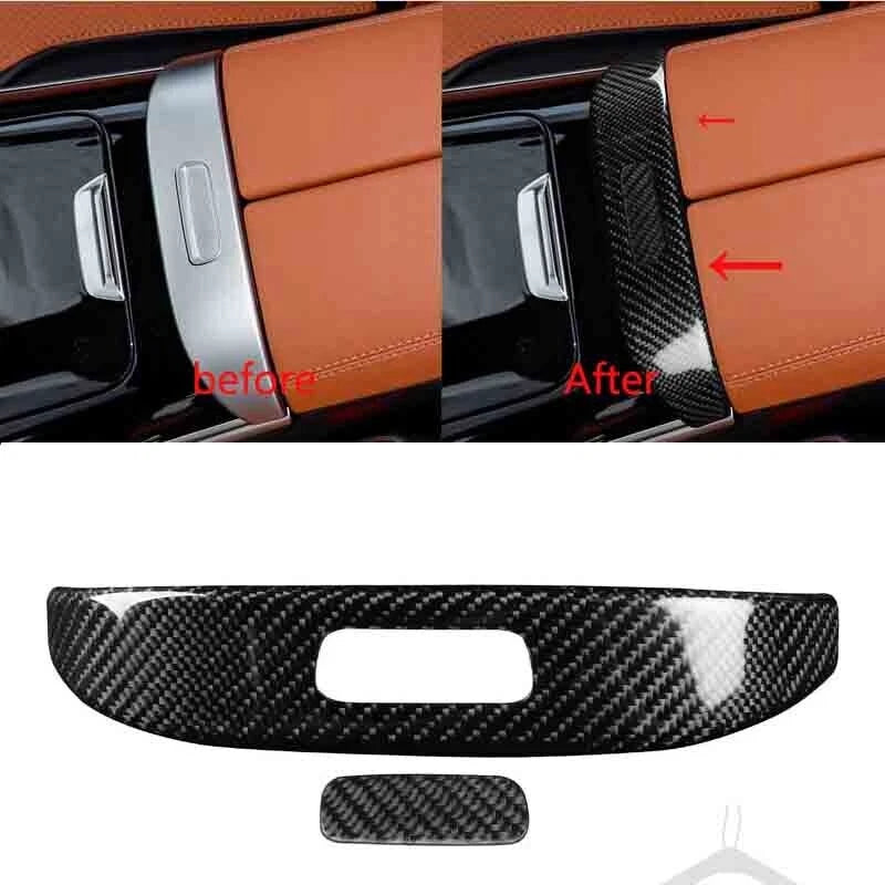 Real Carbon Fiber Armrest Box Switch Cover Trim for Benz C-Class W206 2022+