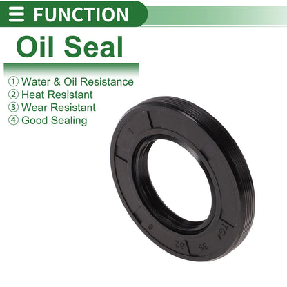 Oil Seal NBR Rubber 35x62x8mm High Pressure Black 5 Pcs