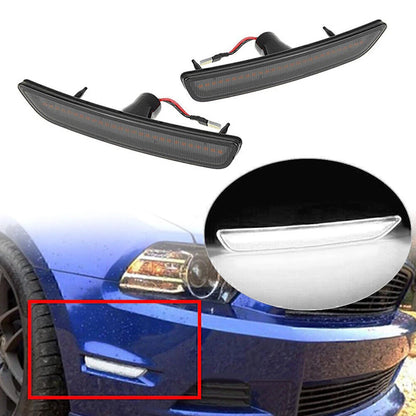 White LED Front Black Side Marker Lights for Ford Mustang (2010-2014)