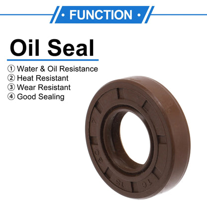 Oil Seal / 15x30x7mm / Seal Ring Rotary Shaft Seal FKM Rubber Brown for Car 2 x