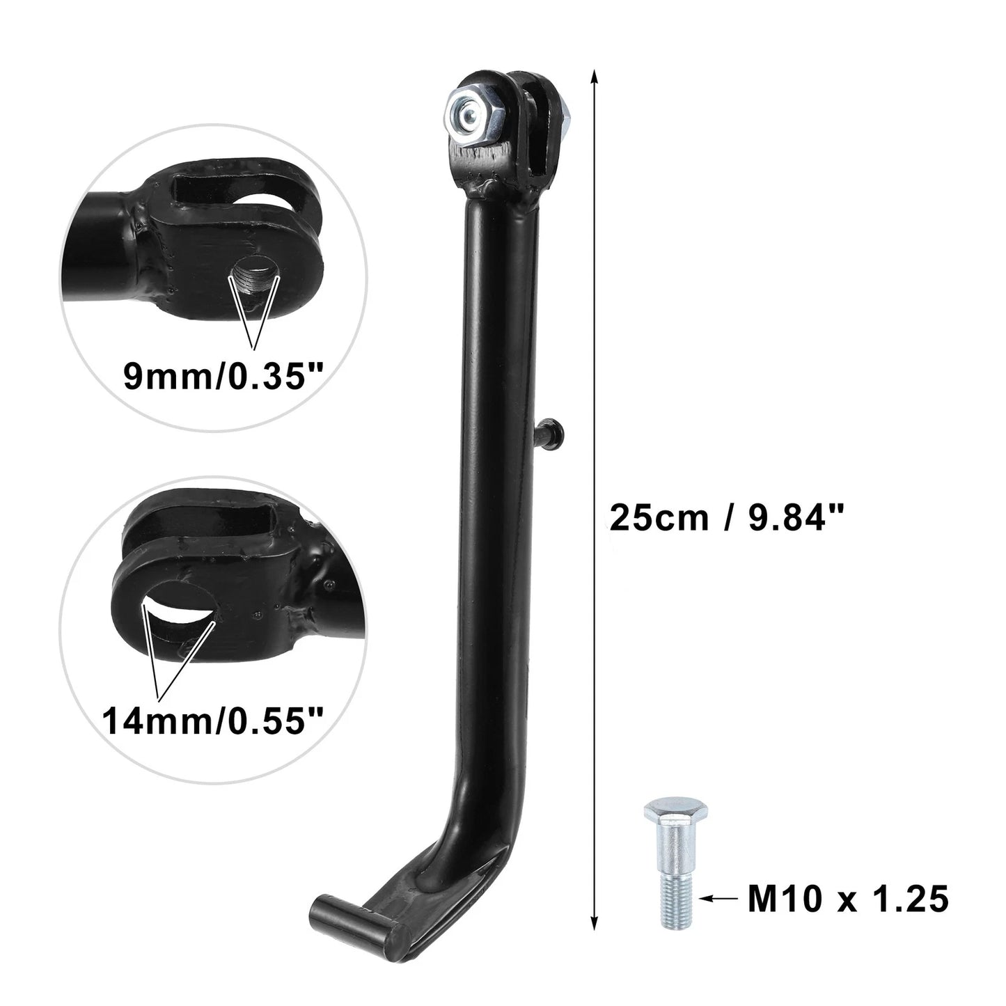 Kickstand Side Support Stand with Spring Black for Honda CG125