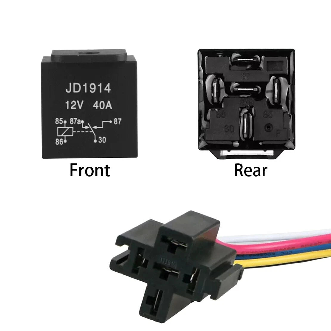 12V 40A SPDT 5-Pin Automotive Relay & Harness Socket Set for Cars