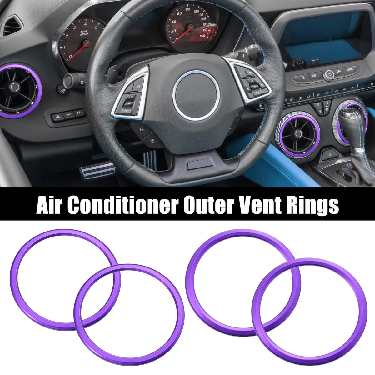 4 Pcs AC Outer Vent Rings Trim Covers for Chevrolet Camaro (2016-2020) Purple